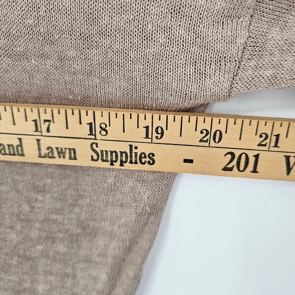 Rachel Zoe Beige 100% Linen Knit Button Front Quiet Luxury Cardigan Sweater M - Picture 4 of 6